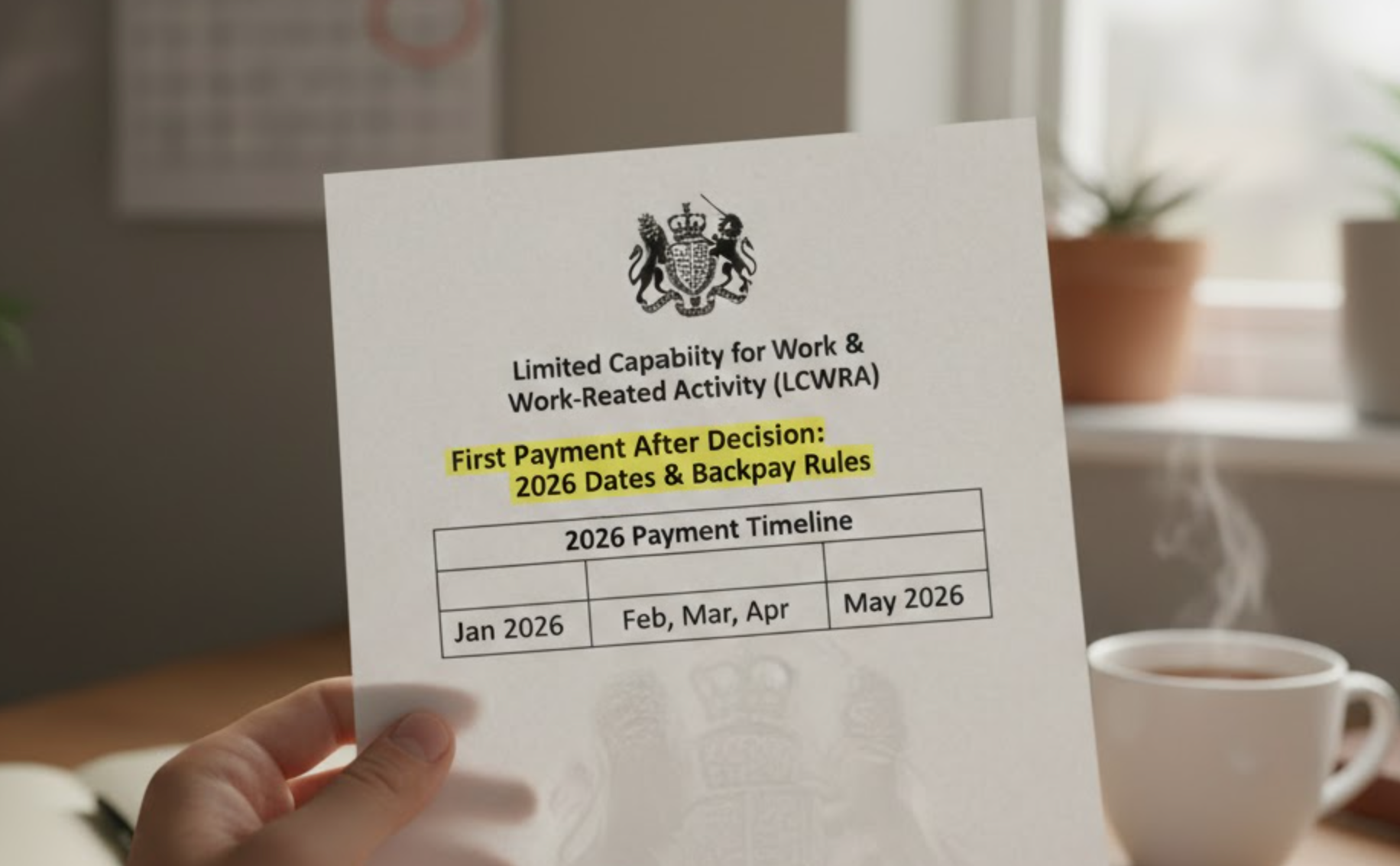 lcwra first payment after decision