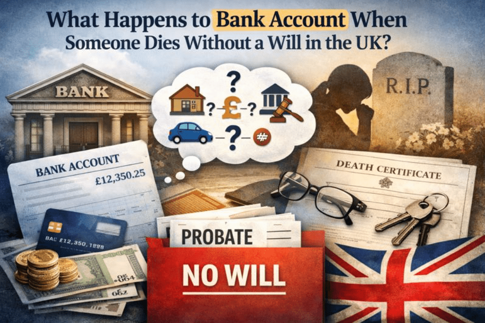 what happens to bank account when someone dies without a will uk