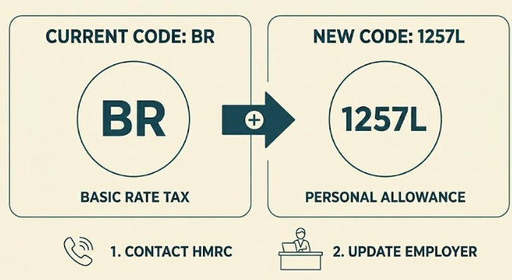 How to Change Tax Code from BR to 1257L?